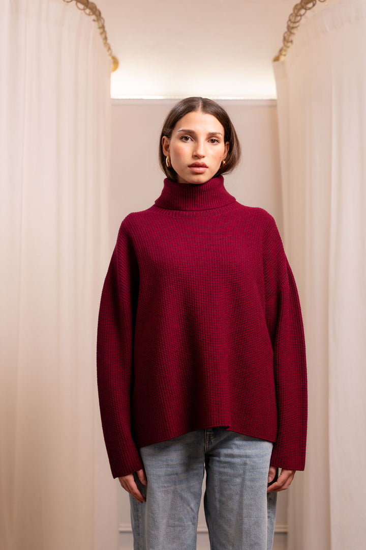 Maglione collo alto punto pannocchia