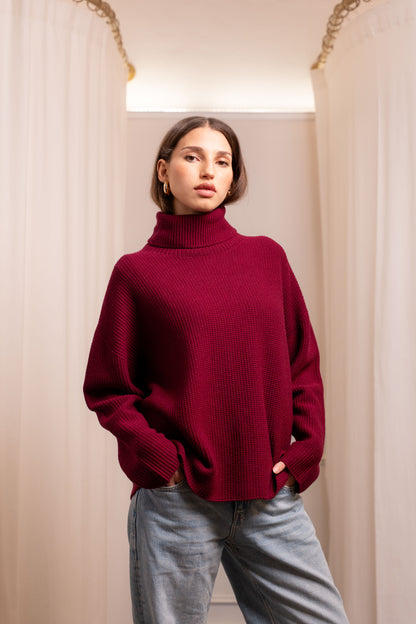 Maglione collo alto punto pannocchia