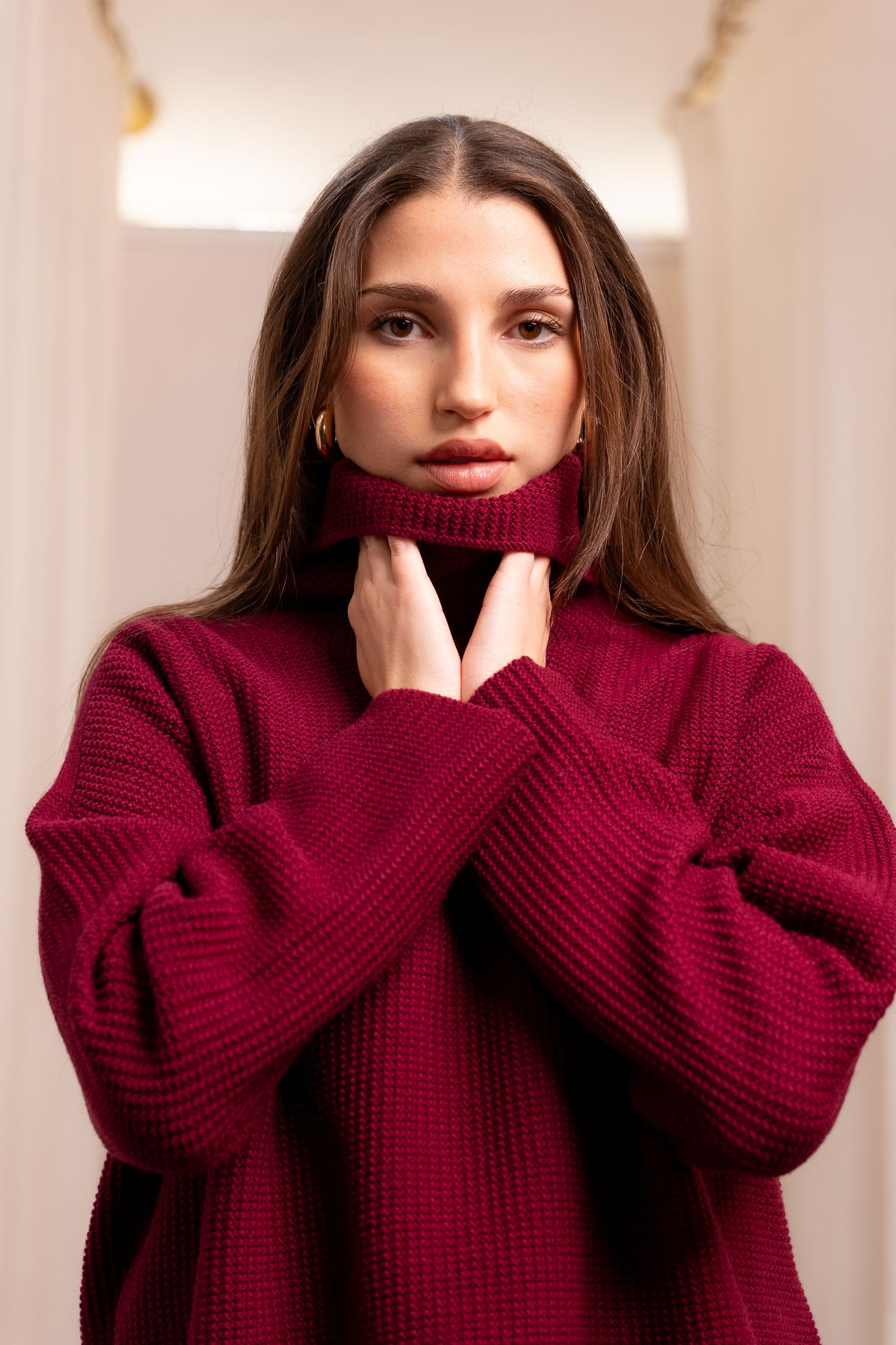 Maglione collo alto punto pannocchia