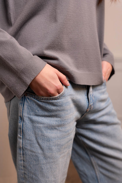Maglia Grigia in Viscosa Elasticizzata - Capo Essenziale Made in Italy