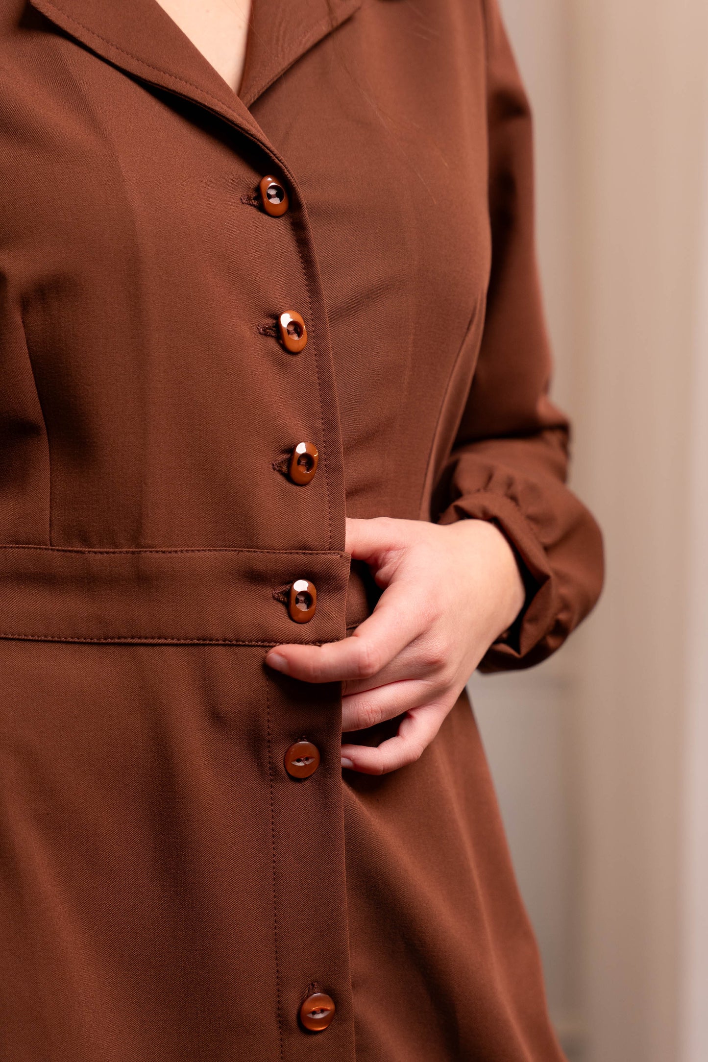 Chemisier Caramello Lana - Abito Camicia Sartoriale Made in Italy