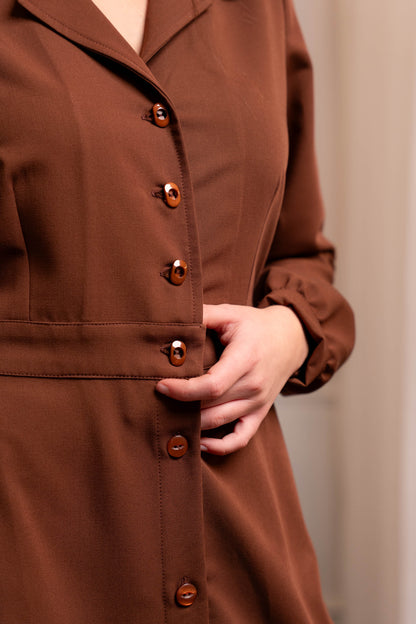 Chemisier Caramello Lana - Abito Camicia Sartoriale Made in Italy