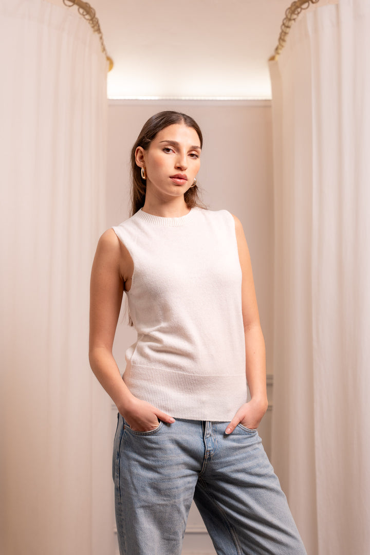 Coordinato Twin Set Lana Cashmere Burro - Cardigan e Top Made in Italy