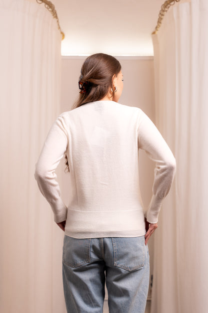 Coordinato Twin Set Lana Cashmere Burro - Cardigan e Top Made in Italy