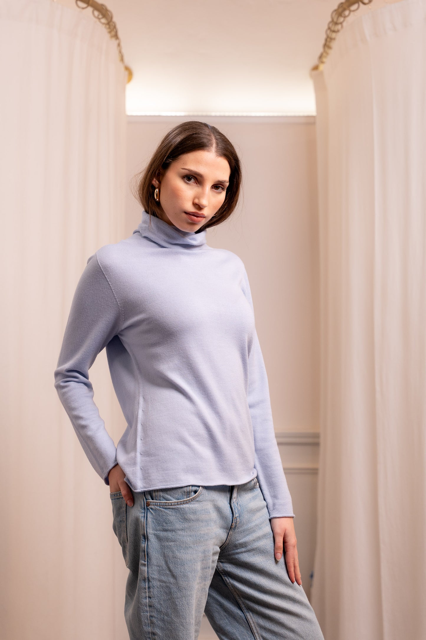 Dolcevita Baby Blu Lana Merinos - Maglione Avvitato Made in Italy