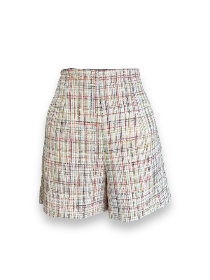 Shorts Modello Vintage A Vita Alta -pantalone modello a vita alta aderente in vita giacca vintage modello Chanel abbinata fodera intera 100% raso di viscosa