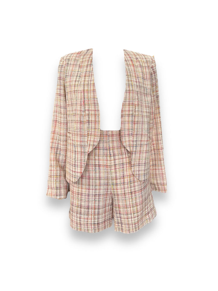 Shorts Modello Vintage A Vita Alta -pantalone modello a vita alta aderente in vita giacca vintage modello Chanel abbinata fodera intera 100% raso di viscosa