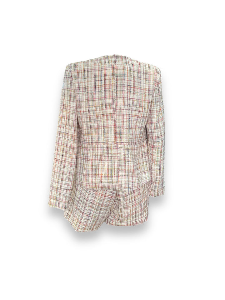 Shorts Modello Vintage A Vita Alta -pantalone modello a vita alta aderente in vita giacca vintage modello Chanel abbinata fodera intera 100% raso di viscosa