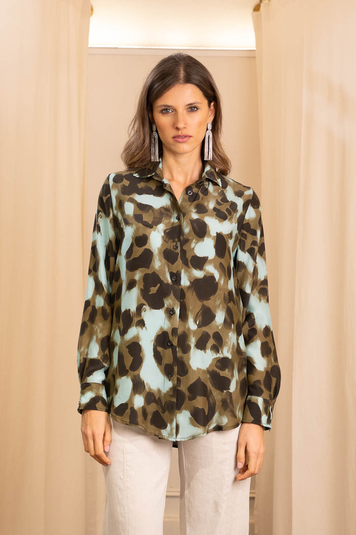 Camicia in Seta Pura Maculata