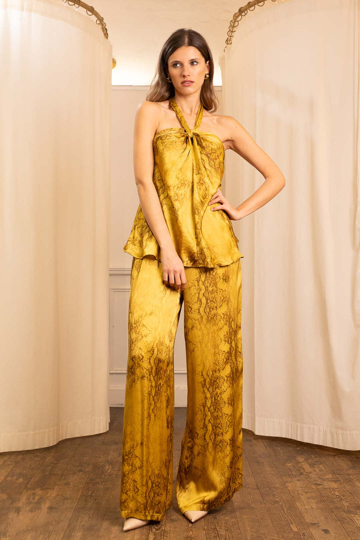 Pantalone Palazzo in Raso Giallo
