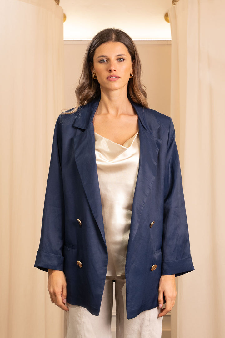 Giacca Blazer in Lino e Viscosa – Eleganza Sartoriale