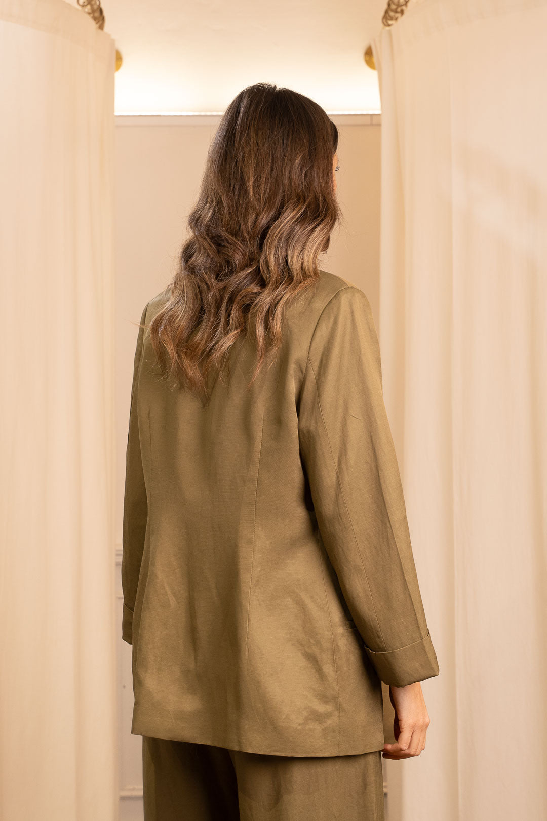 Giacca Blazer in Lino e Viscosa Verde – Eleganza Sartoriale