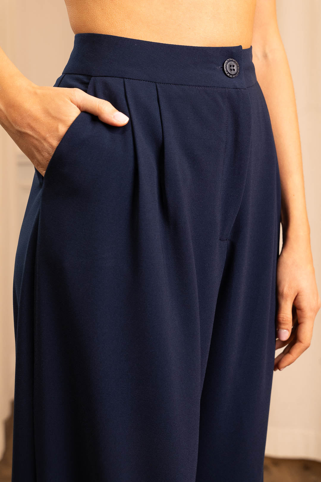 Pantalone Pince in Cadì Blu