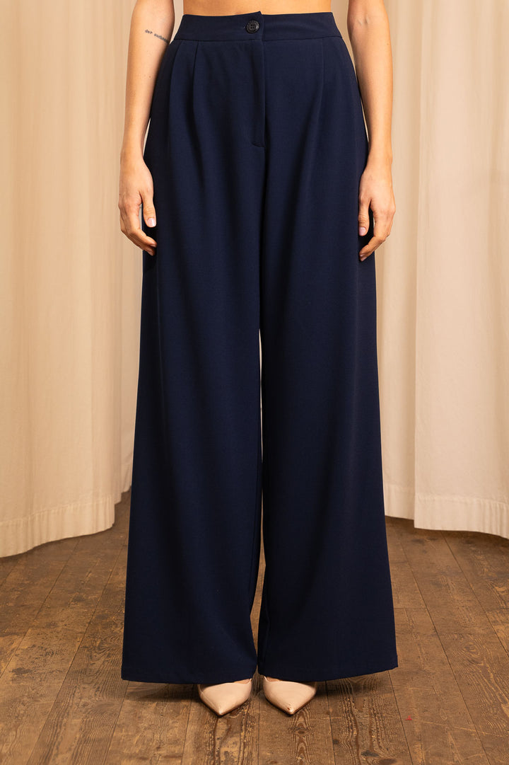 Pantalone Pince in Cadì Blu