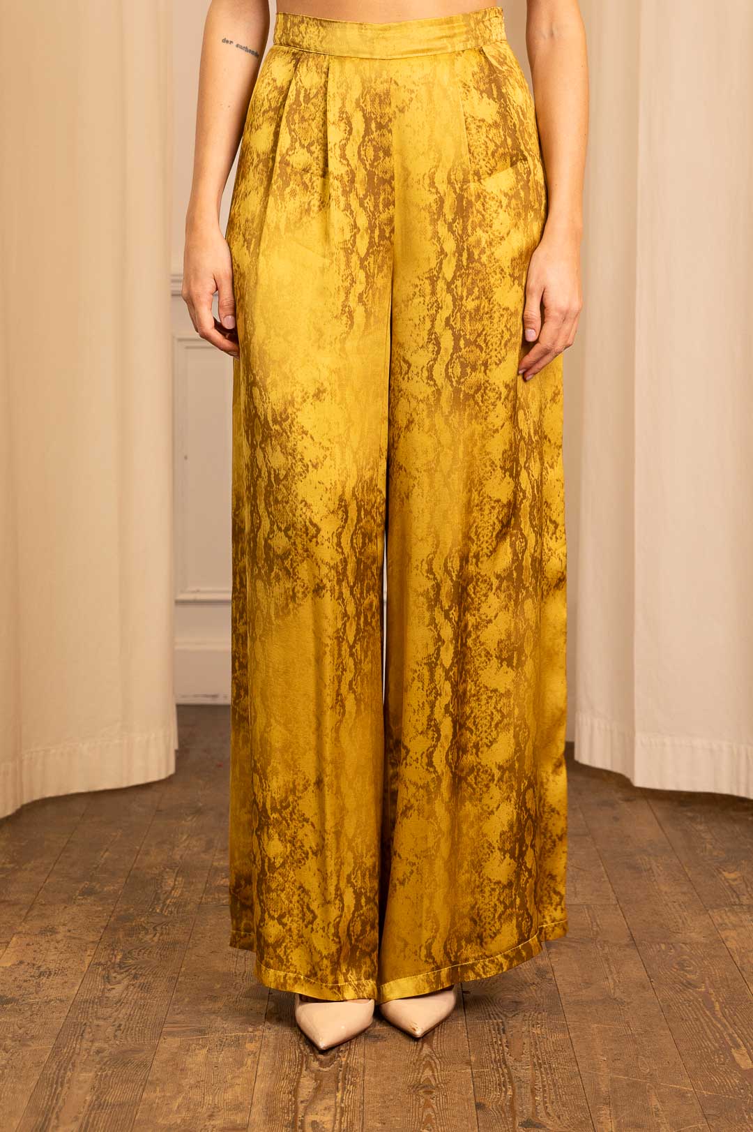 Pantalone Palazzo in Raso Giallo