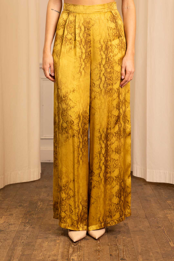Pantalone Palazzo in Raso Giallo