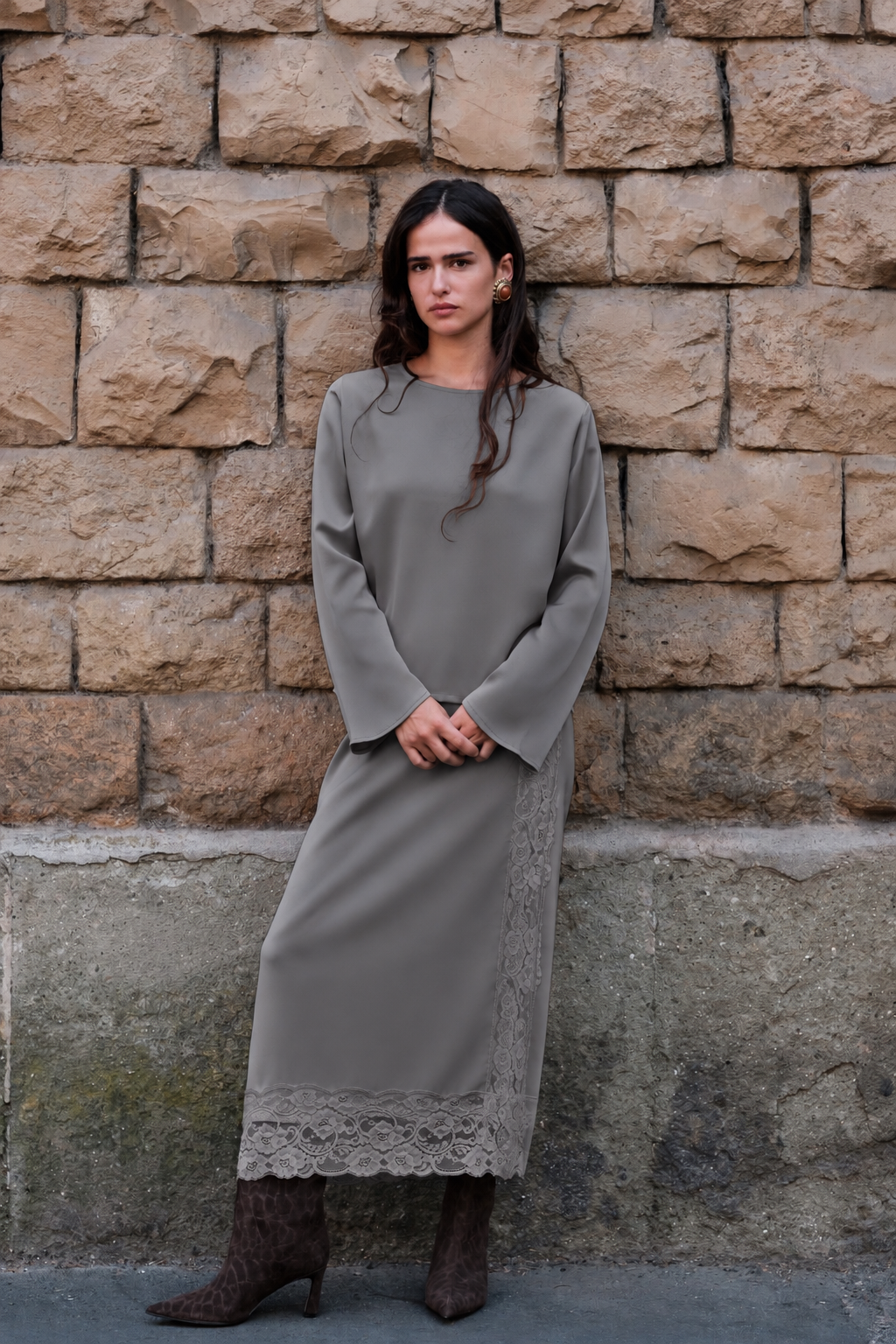 Maglia donna in satin opaco a maniche lunghe