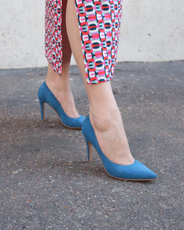 Blue suede pumps
